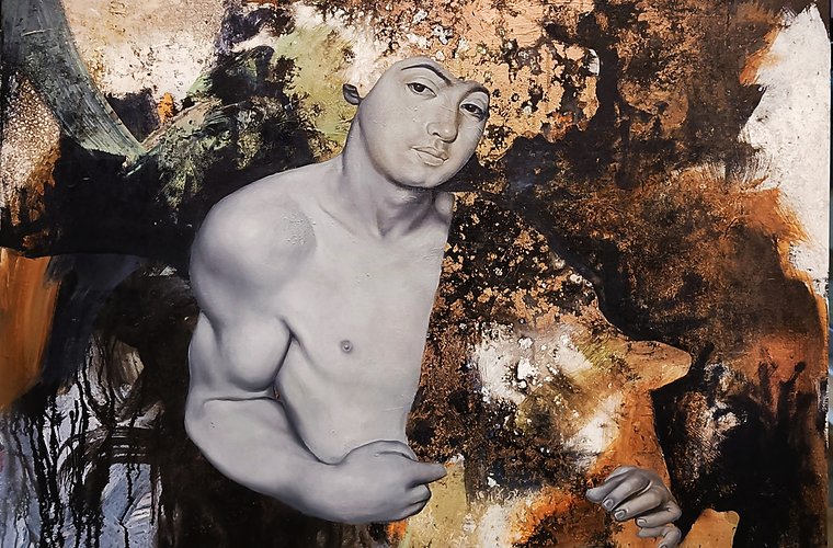 Bacchus (after Caravaggio) - Mixed Media on Paper - 120cm x 100cm