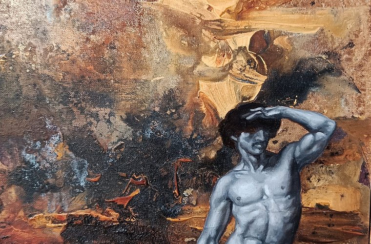 Detail from In Search of the Sun (after Joseph-Fortunet Layraud) - Mixed Media on Canvas - 30cm x 120cm