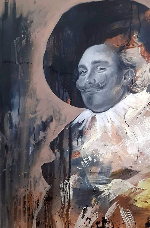 Detail of Laughing Cavalier (after Frans Hals) - Mixed Media on Canvas - 100cm x 80cm