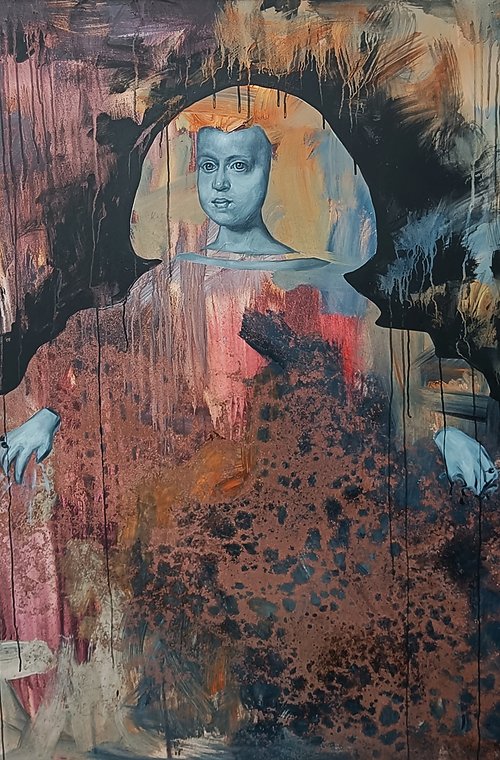 Portrait of the Infanta Margarita (after Diego Velazquez) - Mixed Media on Canvas - 150cm x 120cm