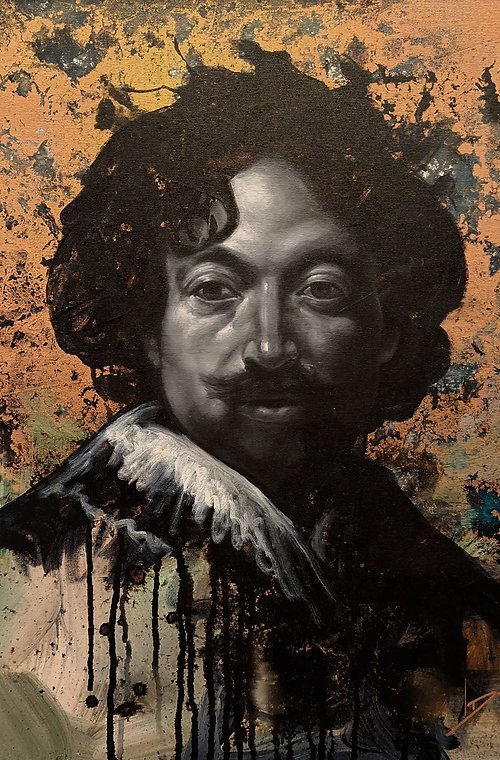 Self-Portrait of Simon Vouet (after Simon Vouet) - Mixed Media on Canvas