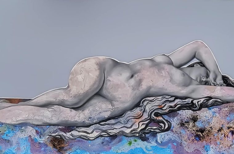 Afloat iv - Work in Progress - Mixed Media on Canvas - 83cm x 236cm - 2025