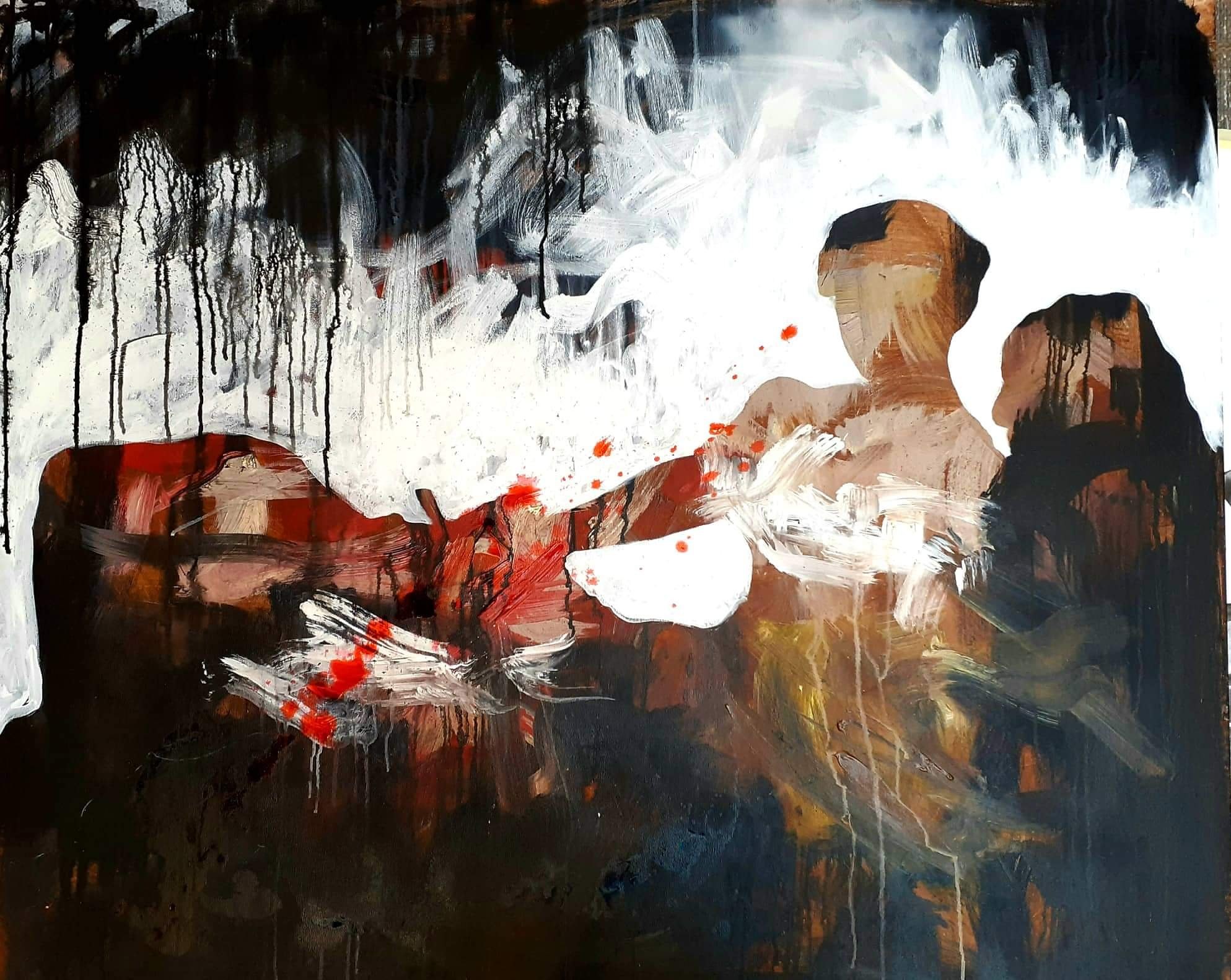 Judith Beheading Holofernes (after Caravaggio) - Mixed Media on Canvas - 100cm x 120cm - 2023