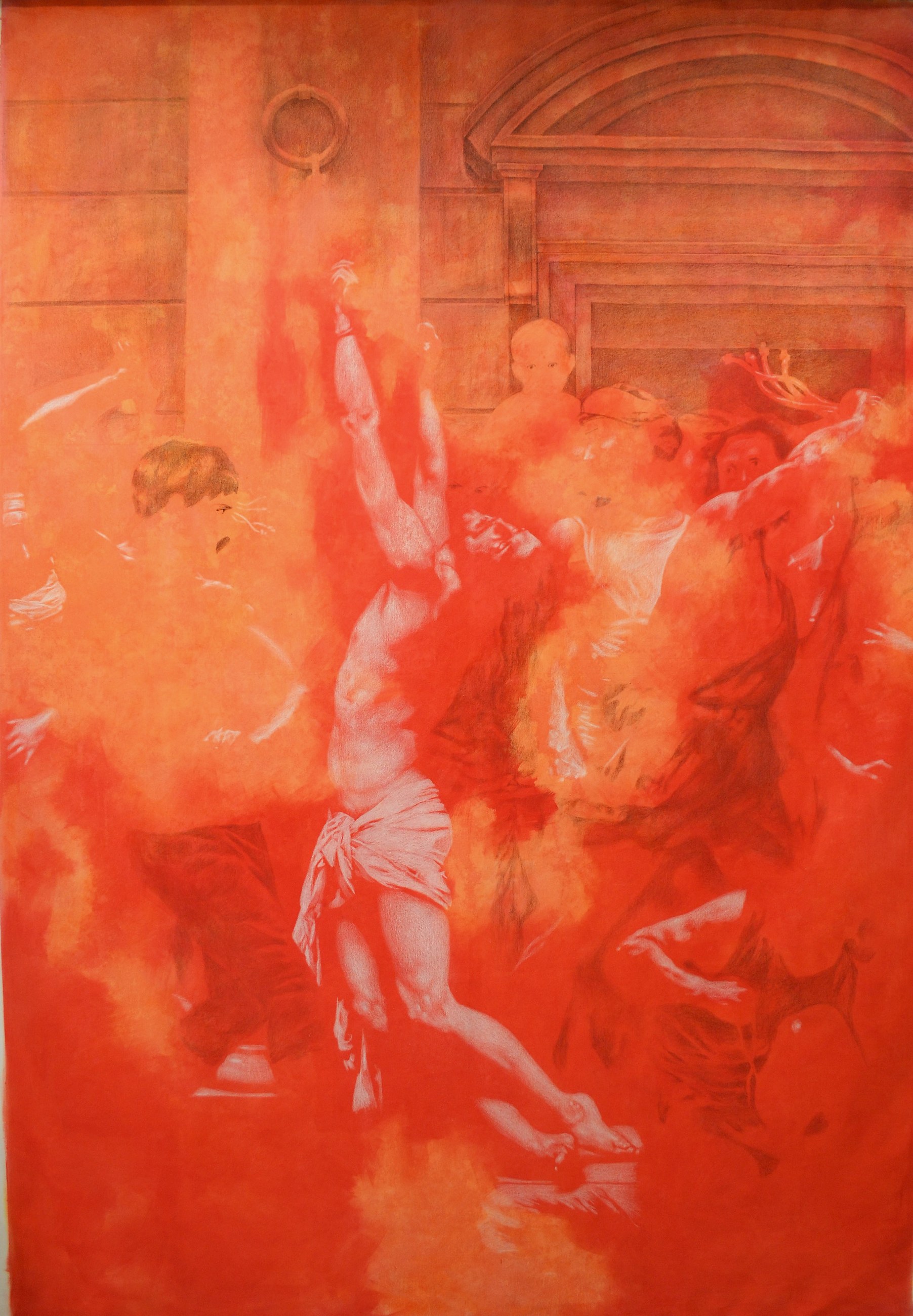 Pale Flesh and Red Stains - Pencil and Oil on Canvas - 245cm x 170cm - 2021