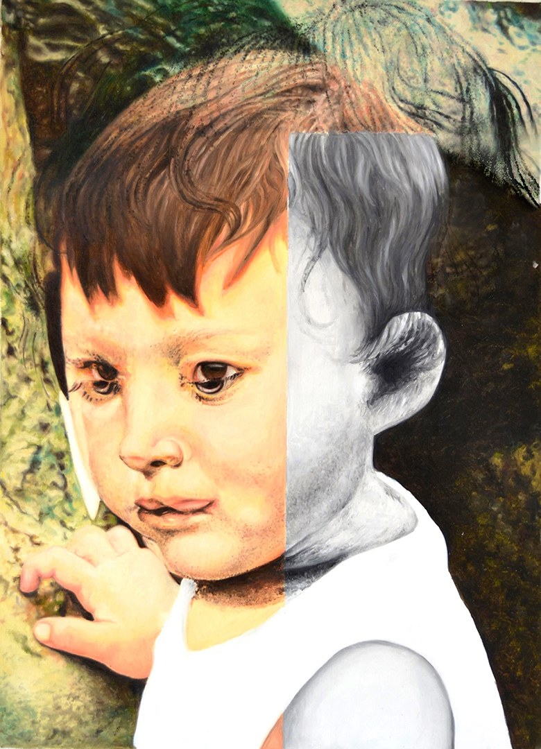 Study of Clara Serena and a Chinese Boy - Oil on Panel - 2015